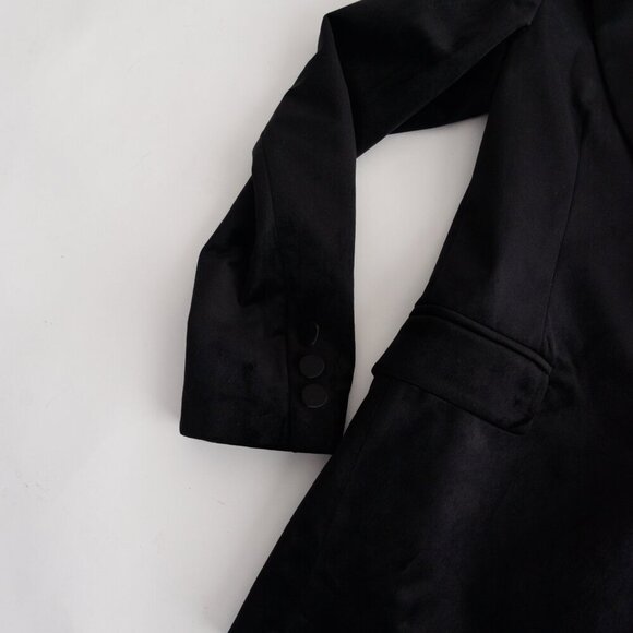 Vicolo Black Single Button Velvet Satin Lapel Collar Designer Blazer S - Picture 9 of 14